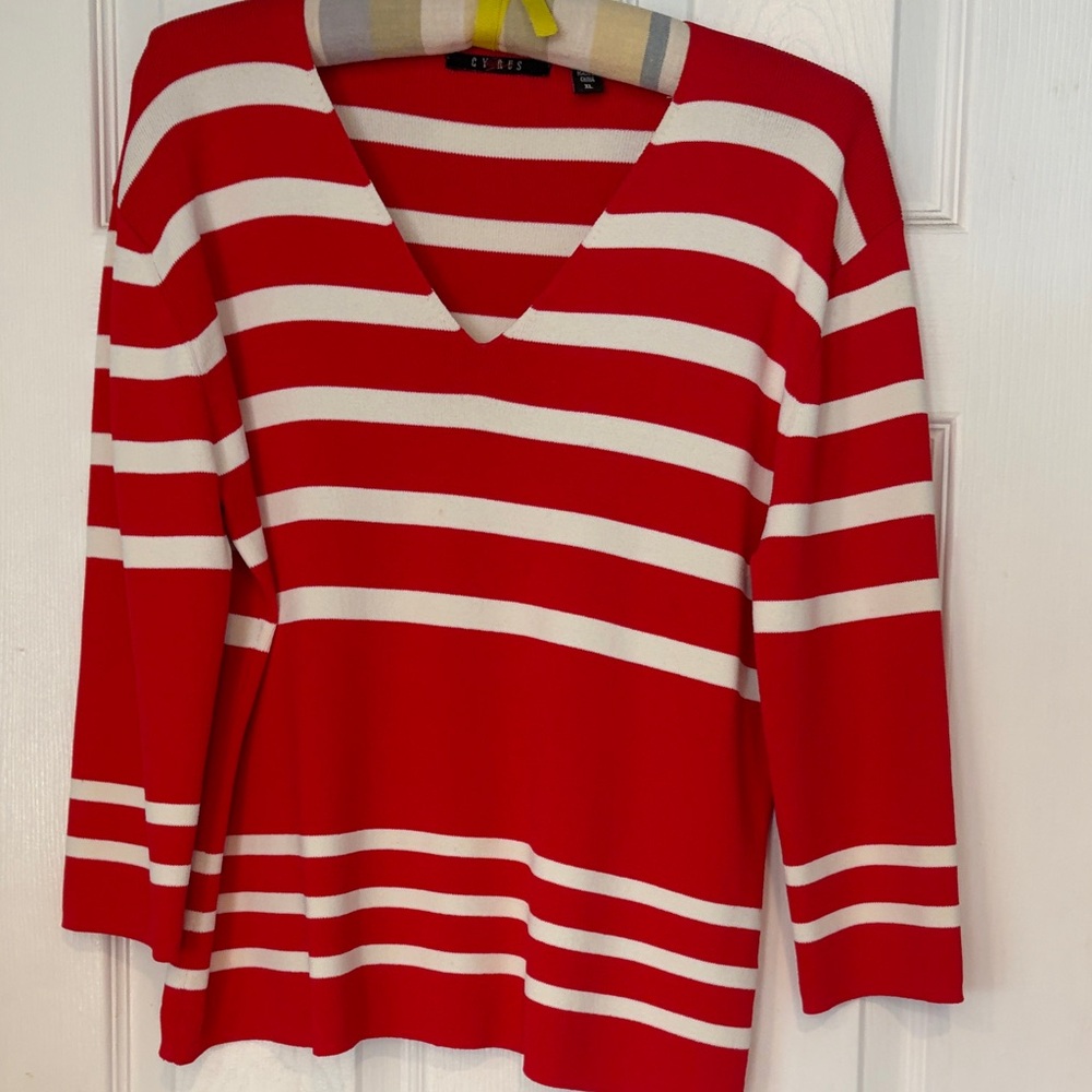 Cyrus Red and Cream Striped Sweater